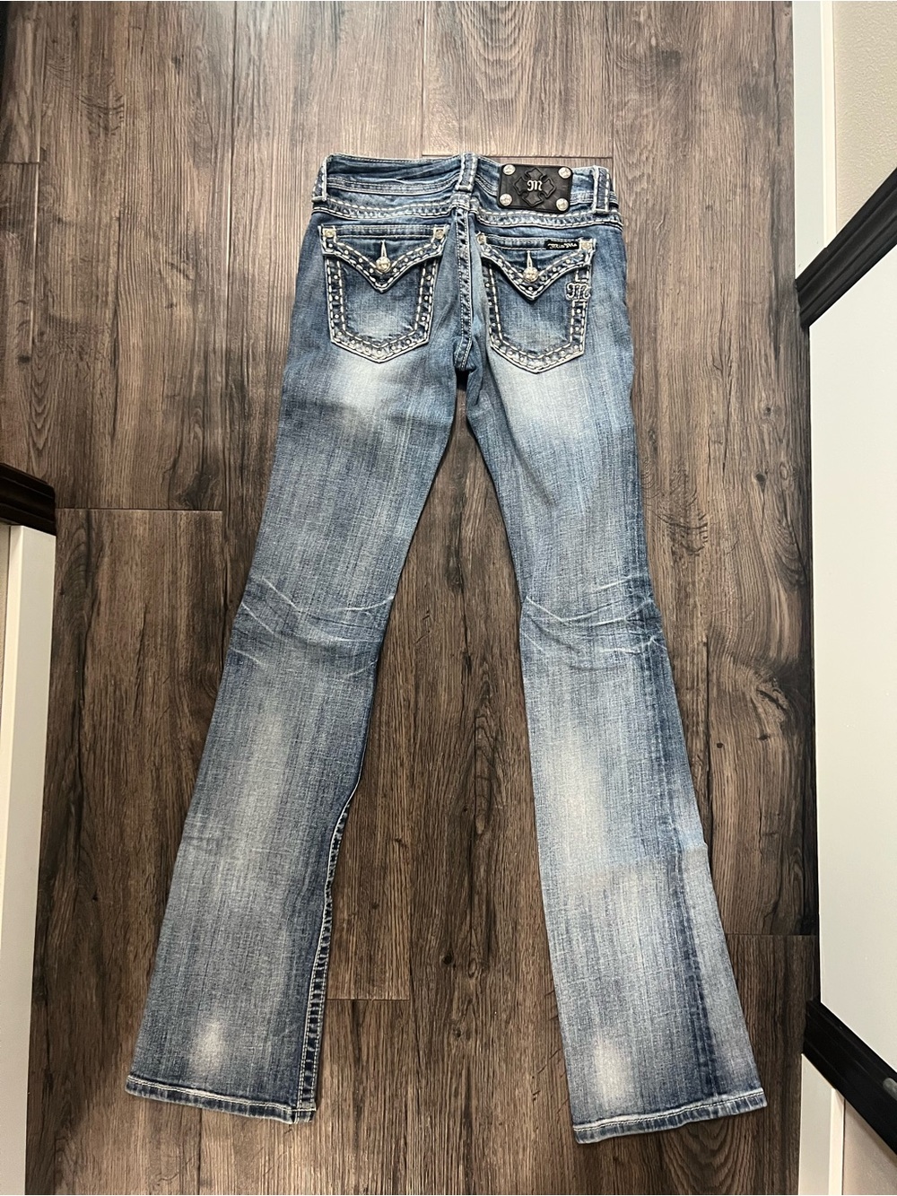 Miss Me Medium Blue Stud-Trim Bootcut Jeans - Picture 3 of 8